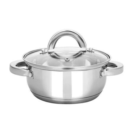 Кастрюля 1л нерж.сталь Rondy со стекл.крышкой 14см все виды плит ТМ Appetite SH07113 (1)