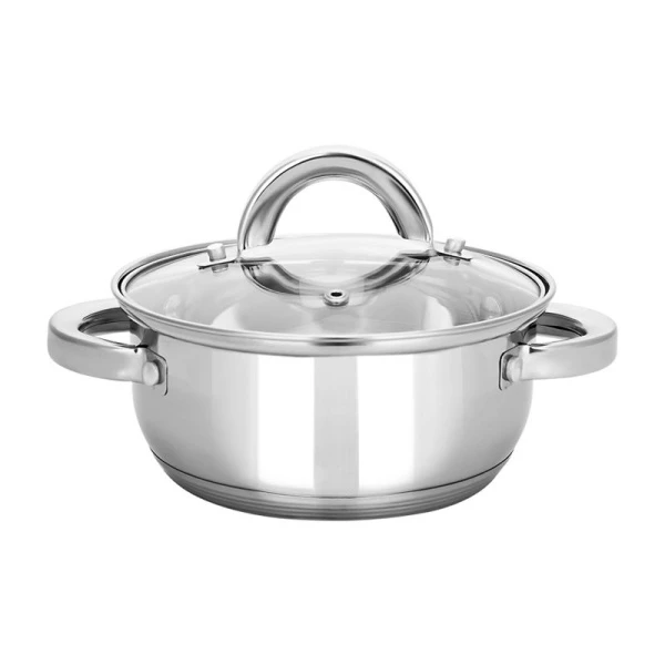 Кастрюля 1л нерж.сталь Rondy со стекл.крышкой 14см все виды плит ТМ Appetite SH07113 (1)