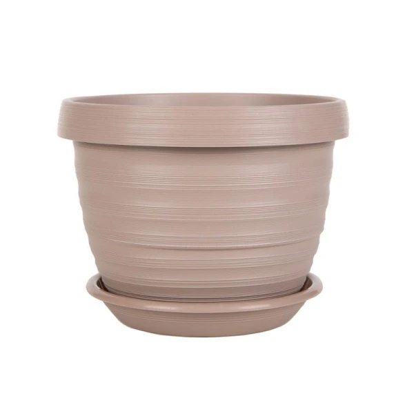 Горшок цветочный 3л d20см пластик ТОЛЕДО фраппе с поддоном (19)