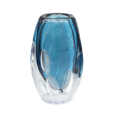 Ваза для цветов 28,5*16,5*10,5см стекло БАБЛ синяя тяжелая JZ-1629/JC-15933 (2/3)
