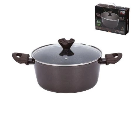 Кастрюля 4,7л алюминий АП CARINA со стекл.крышкой 24см, индукция (6) ВЫВОД