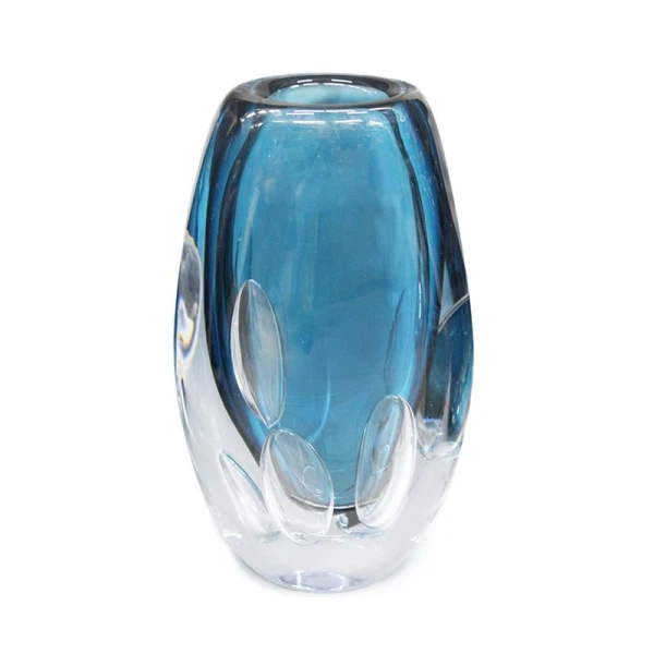 Ваза для цветов 28,5*16,5*10,5см стекло БАБЛ синяя тяжелая JZ-1629/JC-15933 (2/3)
