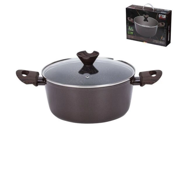 Кастрюля 4,7л алюминий АП CARINA со стекл.крышкой 24см, индукция (6) ВЫВОД