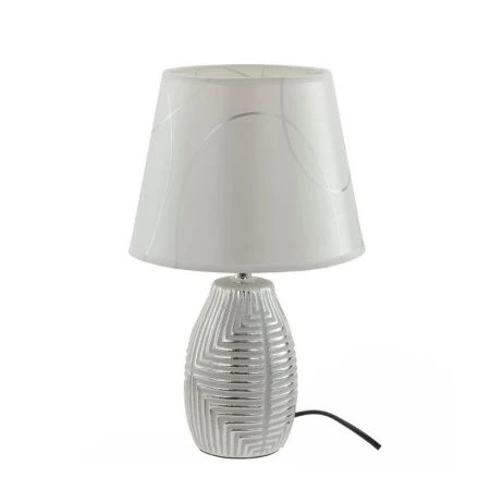 Лампа настольная с абажуром керамика бело-серебряная 20*20*33см Е14 (72)