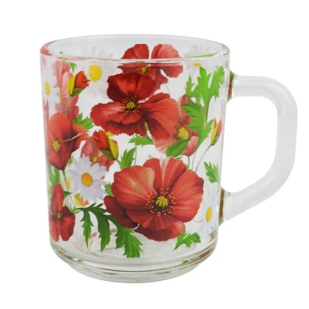 Кружка 200мл стекло МАКИ (20)