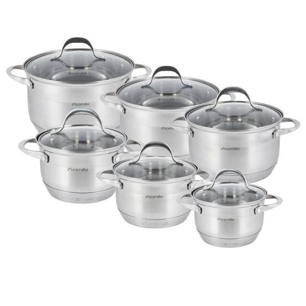 Набор кастрюль 6пр 1,8/2*2.3/2*3,3/5,8л нерж.сталь стекл.крышки 7-слойное дно (2/4)