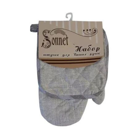 Кухонный набор 2пр (прихватка, рукавица) рогожка ЛЁН LeSonnet арт. 5