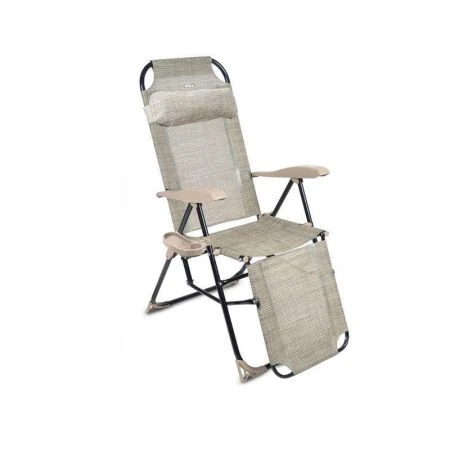 Кресло-шезлонг складное 82*59*116см металл с полкой и подножкой (max нагр.100кг)сетка ротанг КШ3 (1)