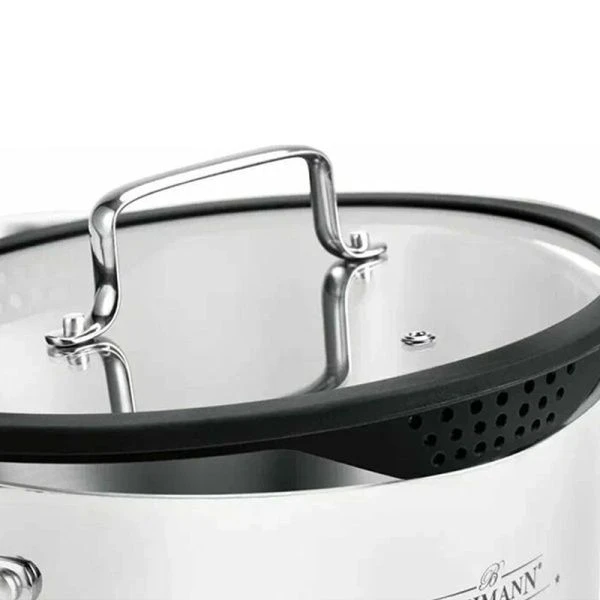Кастрюля 9,2л нерж.сталь со сливом и стекл.крышкой BH-0830-28 капсульное дно (6)