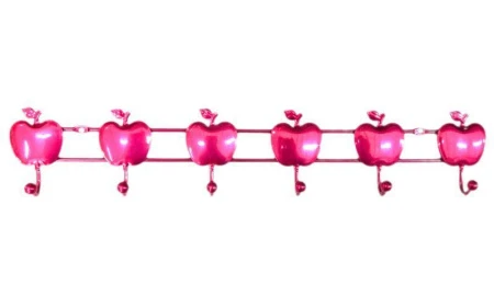 Вешалка 6 крючков Яблоки металл 9*39*4см (4мм) вишнёвый перламутр JC-1106 (60)