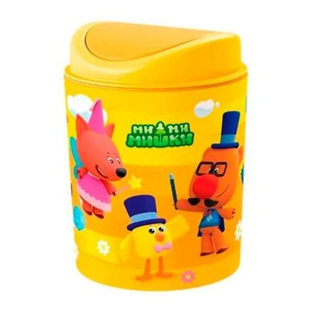 Контейнер для мусора 1л пластик МИ-МИ-МИШКИ оранжевый с подвижной крышкой (9)