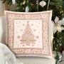 Наволочка декоративная новогодняя 45*45см гобелен НИДЕРЛАНДЫ бежевый орнамент серебряный люрекс