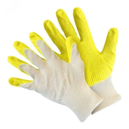 Перчатки вязаные с одинарным латексным покрытием желтым PER3L3N (200/10)