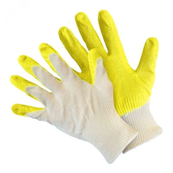 Перчатки вязаные с одинарным латексным покрытием желтым PER3L3N (200/10)