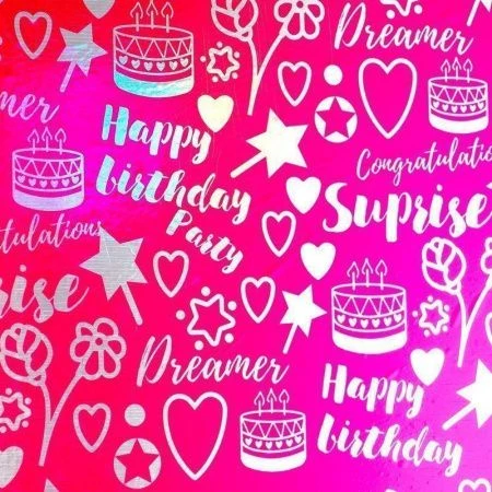 Пленка упаковочная 100*70см С днём рождения. С голографией 7867165