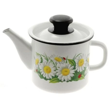 Чайник заварочный 1л эмаль белый с рис. цилиндрический 42704-072/4 (10)