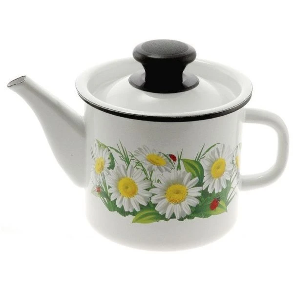 Чайник заварочный 1л эмаль белый с рис. цилиндрический 42704-072/4 (10)