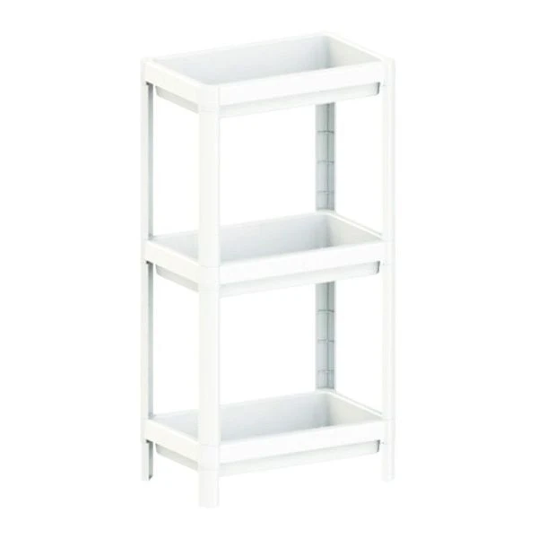 Этажерка прямая 3 секции 365*230*700мм пластик Kleo белая (5)