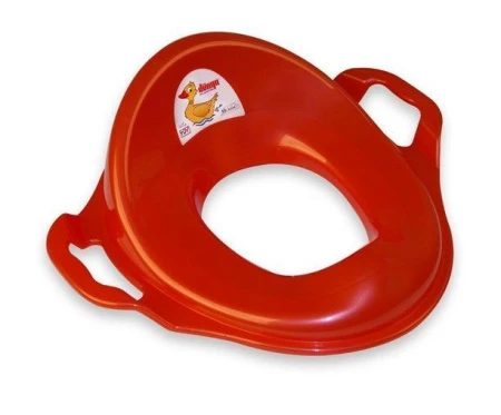 Накладка на унитаз детская (адаптер с ручками) 43*37*15см пластик красный/красный перламутр (15)