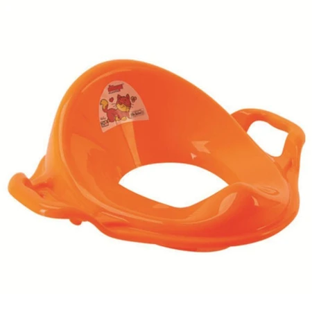 Накладка детская на унитаз (адаптер с ручками) 43*37*15см пластик оранжевый