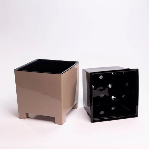 Горшок цветочный 2,1л 14см пластик НАРД с вкладкой фраппе (8)