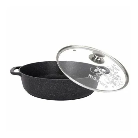 Сотейник 32см h8,5см алюминий АП со стекл.крышкой темный мрамор (3)