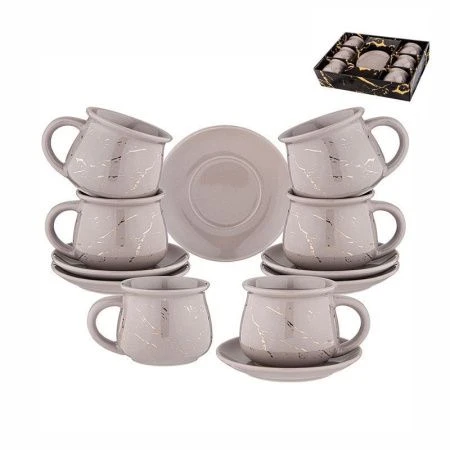 Чайный набор 12пр фарфор ЗОЛОТОЙ МРАМОР на 6 персон 270мл 13,5*12,4*7,9см