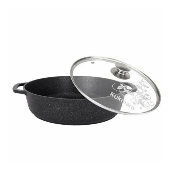 Сотейник 32см h8,5см алюминий АП со стекл.крышкой темный мрамор (3)