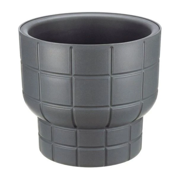 Кашпо 1л 150мм пластик КАРЕ со вставкой графитовый (16)