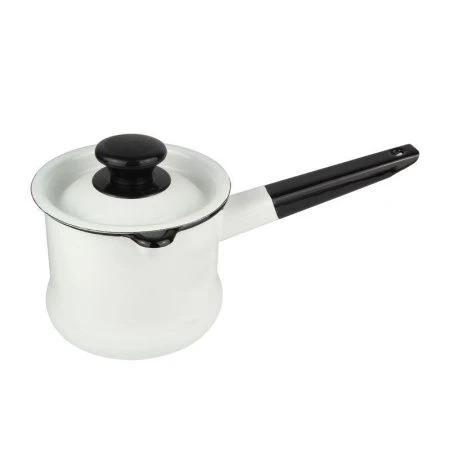 Ковш 1л эмаль белый с крышкой 90204-072 (8)