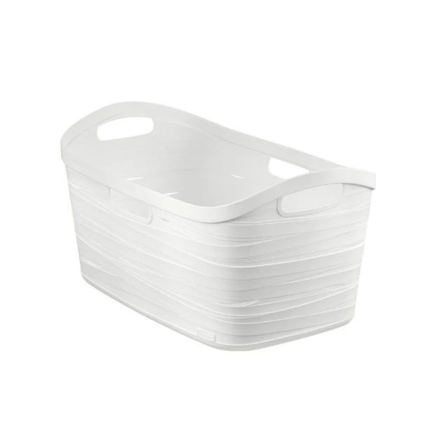 Корзина для белья 50*26*30см пластик Ribbon белая (5)