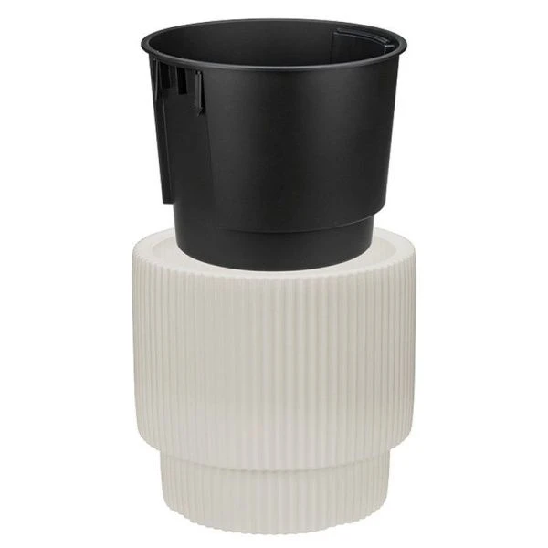 Кашпо 40л пластик СТРИП со вставкой Кремовый (1)