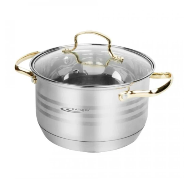 Кастрюля 5,5л нерж.сталь ЭЛИС ГОЛД стекл.крышка d24см h13,5см индукция KT22-d-24 (4)