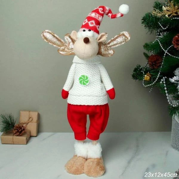 Украшение новогоднее Олень 23*12*45см текстиль AW-102 (48)