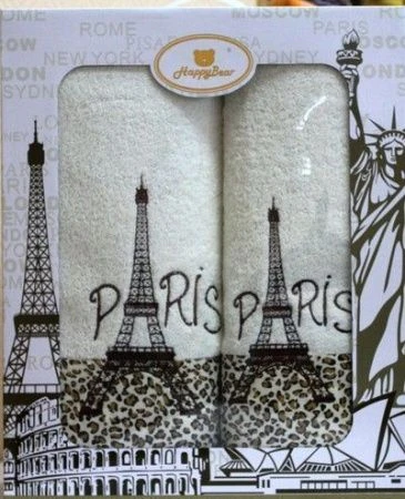 Набор полотенец махровые 2пр 50*90/70*130см Париж (бежевый, св.кофейный) под.уп. (6/144)