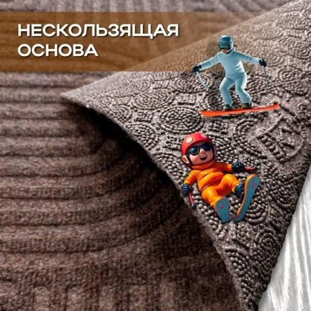Коврик придверный 67*120см полиэстер/ПВХ влаговпитывающий ЛАБИРИНТ icarpet с тиснением мокко 02 S