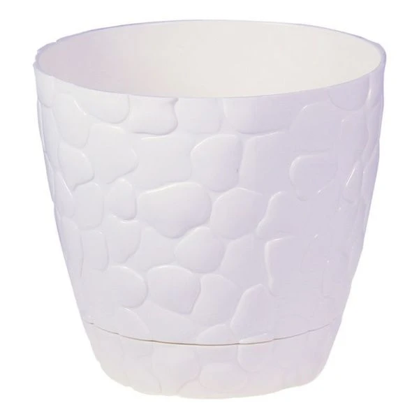 Кашпо 2,6л d180мм пластик КАМНИ Белый (12)