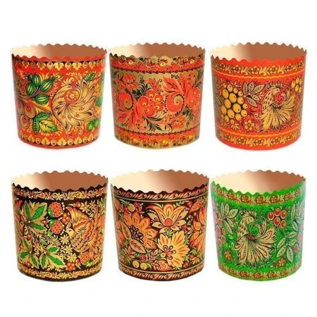 Форма для кулича бумажная 134*100мм 500мл ХОХЛОМА (1400)