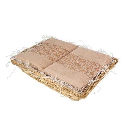 Набор полотенец махровые 2пр 45*90/68*140см Лабиринт любви кофе 4110292+4120292+K-380