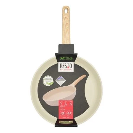 Сковорода 28см h5,9см алюминий АП RAN ручка soft-touch имит. дерева индукция бежевая (6)