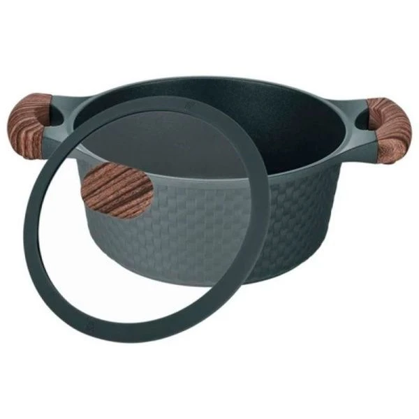 Кастрюля 2,4л h9,4см алюминий АП со стекл.крышкой с силикон.ободком 20см индукция RAN (6)