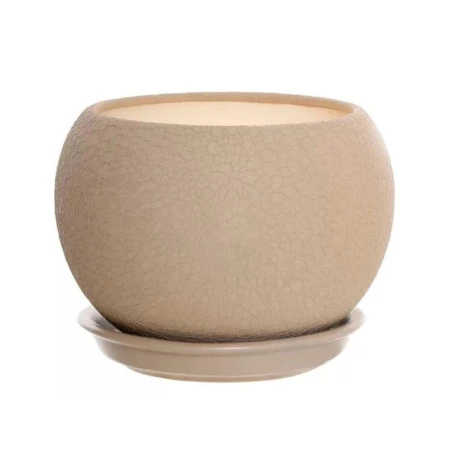 яяяГоршок цветочный керам. Шар 1,4л шелк капучино (6)