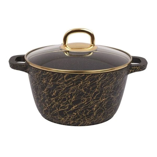 Кастрюля 4,5л алюминий АП ГРАЦИЯ с стекл.крышкой черный/золото (3)