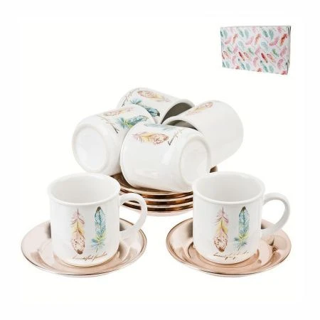 Чайный набор 12пр керамика ПЕРЬЯ на 6 персон 250мл подар.уп. (6)
