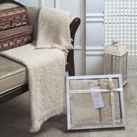 Набор полотенец 2пр 50*90/70*140 махровые Karna ESRA бежевый 500г