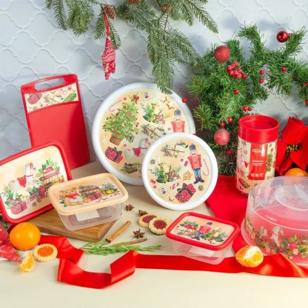 Контейнеры для продуктов набор 3шт 750мл пластик Asti красный прямоугольных (13) 223137706/03