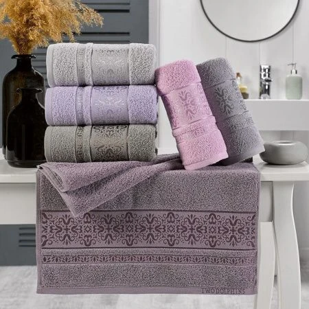 Полотенце махровое 70*140см жаккард TWO DOLPHINS QUA 400гр A102 (6)