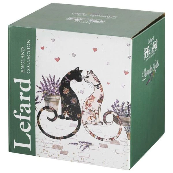 Чайный набор 4пр фарфор ЛАВАНДОВЫЕ КОТЫ на 2 персоны 275мл (16)