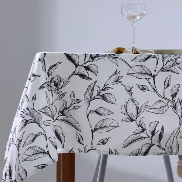 Скатерть 100%хлопок/рогожка 146*220см Plant leaves 164 г/м2