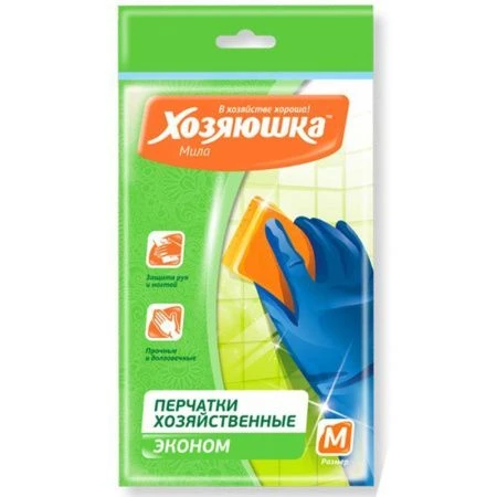 Перчатки латексные ХОЗЯЮШКА Мила ЭКОНОМ р-р М (240)